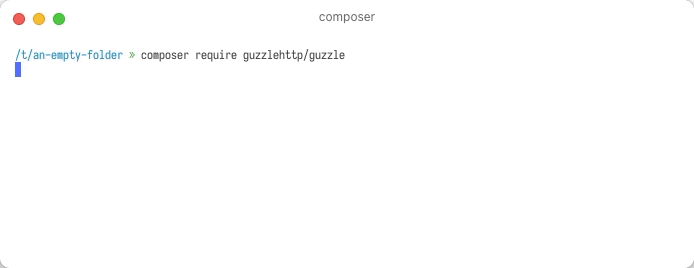 composer require guzzlehttp/guzzle 的畫面攝影